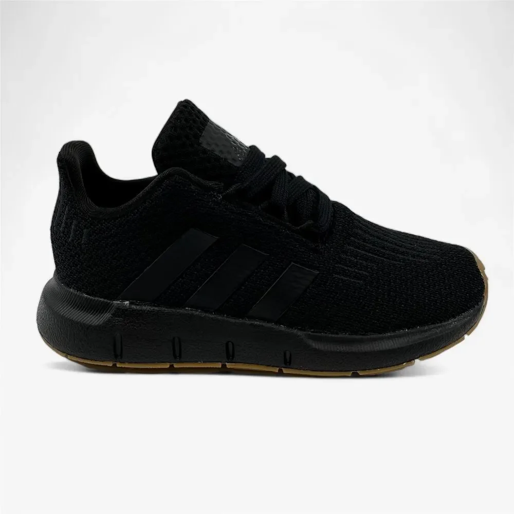 Adidas Swift Run 1.0 EL Triple Black Baby Toddler Athletic Sneaker
